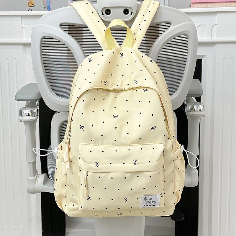 Rucksack Neuer Rucksack mit großer Kapazität für Mittelschüler Kleiner frischer Schulranzen Polka-Dot-Schleife Vielseitiger Rucksack