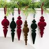 9-teiliges Set Samt-Weihnachtskugeln in einfarbig, Vintage-Kugeln mit langer Spitze, Hängende Ornamente, Kranz