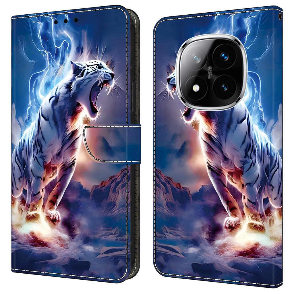 Pro Xiaomi Redmi Note 14 Pro 5G/Poco X7 5G Kožené pouzdro Vzorový potisk Peněženka Stojánek Ochrana proti pádu Kryt na telefon