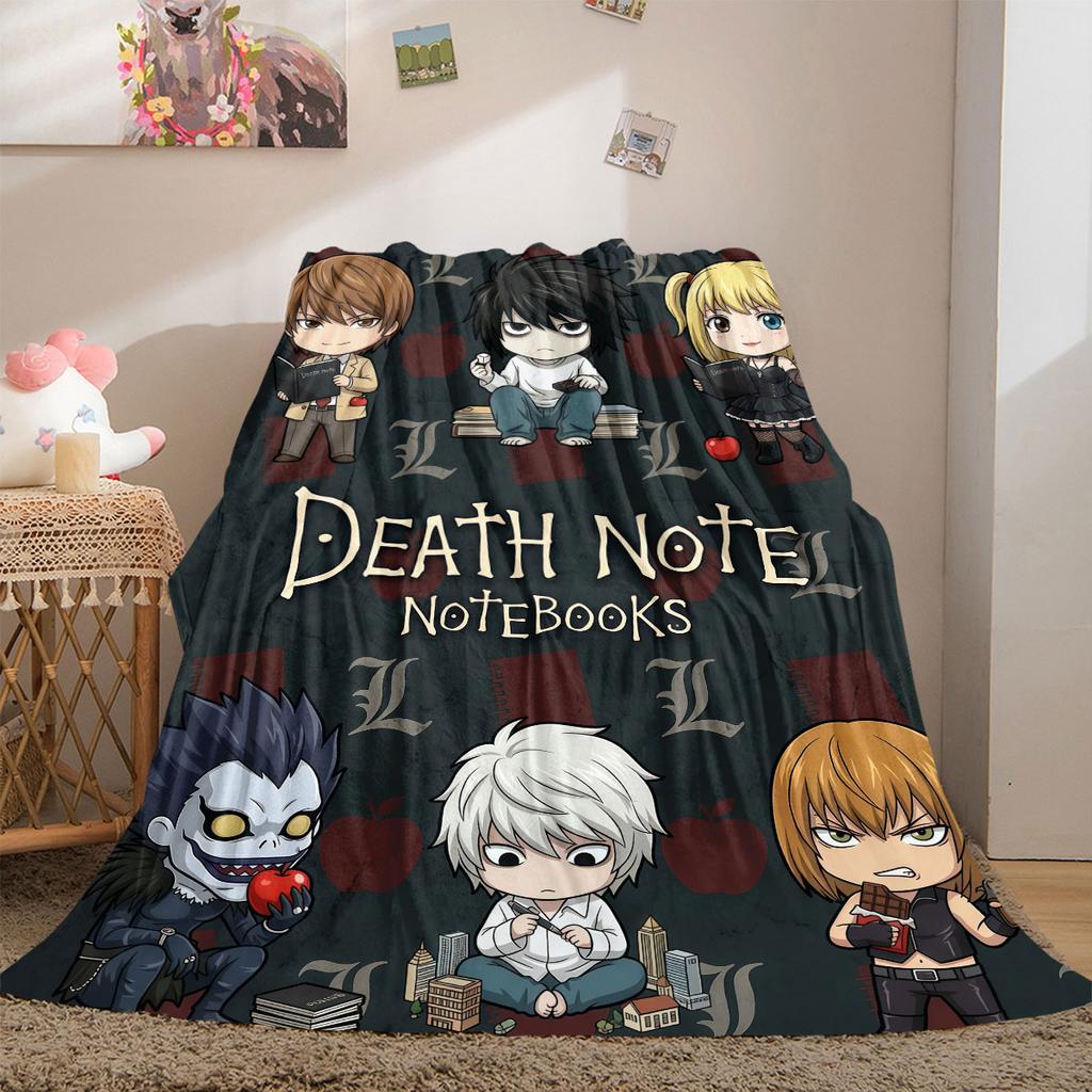 Death Note Top 2D Cartoon Flannel Blanket, Printed Pattern for Room, Soft Bedding Travel Picnic Throw_LIAN