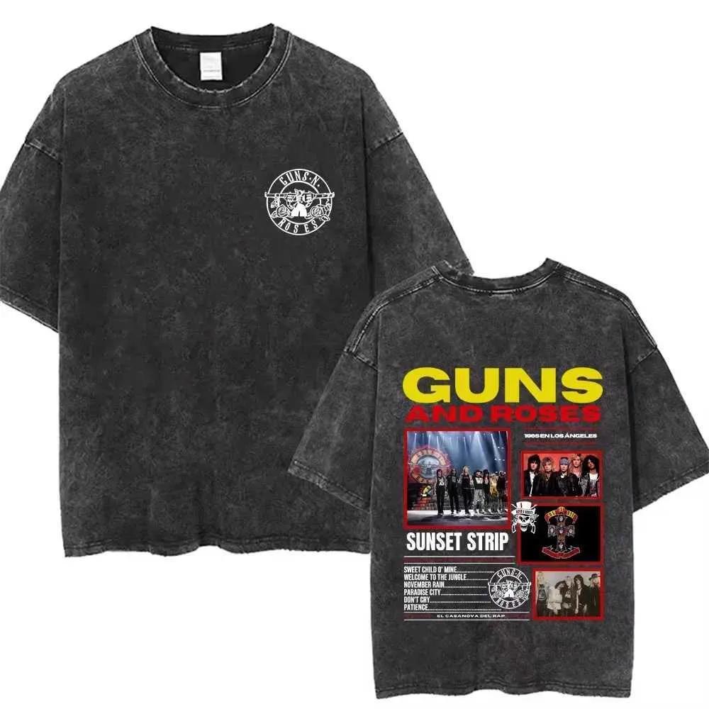 Rock Band Gun N Rose Wasehd Vintage T-shirt Men Women Gothic Rock Metal Streetwear Male Casual Oversized Short Sleeve T 665