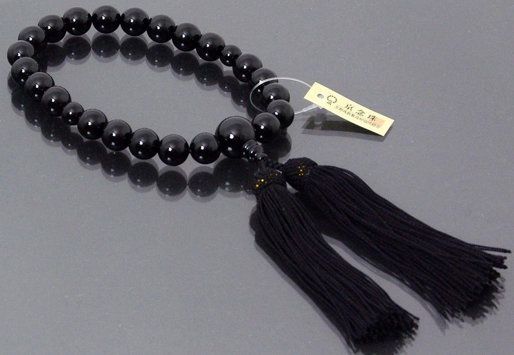 Fitpost Men's Black Onyx Prayer Beads, 12mm, 22 Beads, with Silk Tassel, A-101