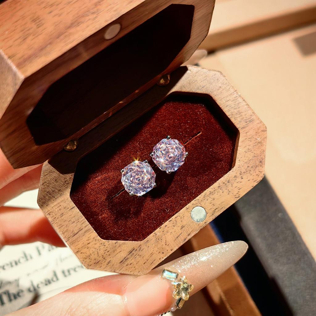 Octagonal Millennium Rose Cut Paraiba Necklace Pendant With High Carbon Diamond Colorful Diamond Stud Earrings Yellow Diamond Ring Women