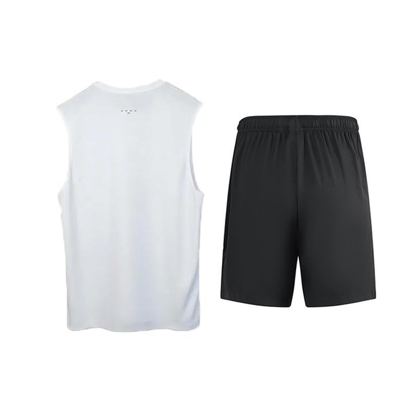 Li-Ning Simple Versatile Sleeveless Sports Leisure Set Unisex Sets White Black YVSV027-1+YKSV115-1
