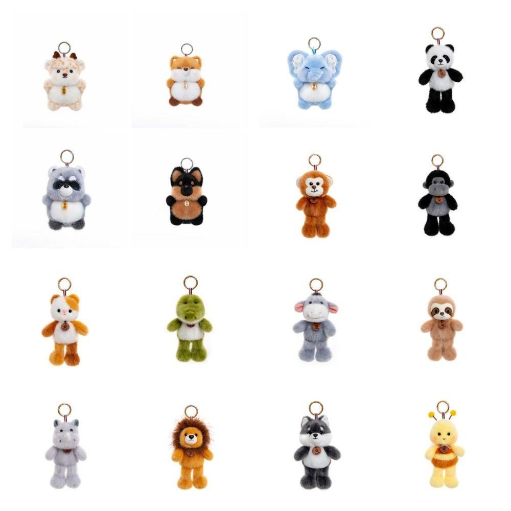 Polyester Cat Dog Pendant Bee Monkey Key Chain Creative Plush Animal Key Ring  Students