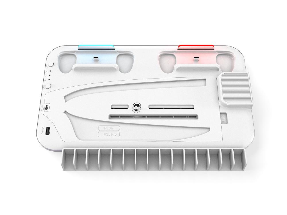 

Охлаждающая подставка и док-станция для зарядки PS5 Slim Pro с местом для дисков с играми и шлема