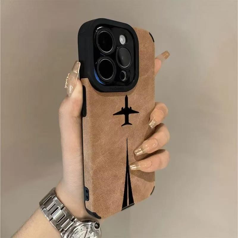 ფუფუნების შავი თვითმფრინავის ტრაექტორიის iPhone-ის ქეისი iPhone 16 15 14 13 12 11 სერიისთვის, დარტყმაგამძლე, გამძლე TPU დამცავი ქეისი, მაღალი დონის დიზაინი148