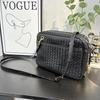 New Leather Woven Camera Bag Tofu Bag Niche Retro Boston Women's Bag Cross-border Fashion Shoulder Messenger Bag
