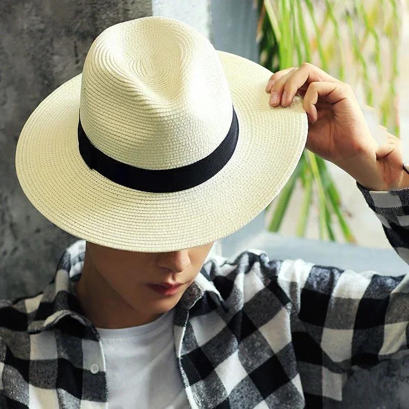 New Men's and Women's Bob Ricard Bucket Sun Hat Ribbon Straw Hat Summer Panama Outdoor Party Picnic Sunshade Basin Cap Sale