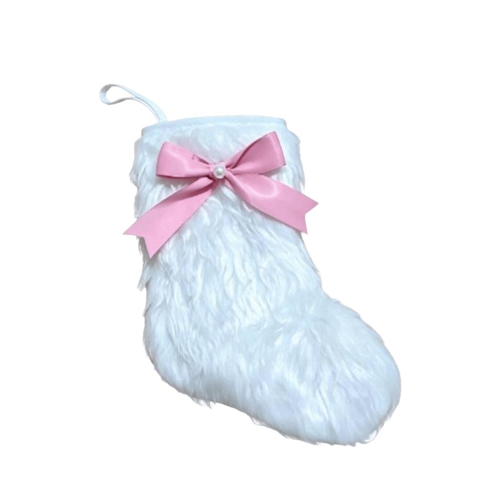 DIY Plush Sock Pendant Bow Christmas Hanging Decoration Festival Xmas Tree Ornament Party Supplies