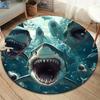 shark Round Area Rug,Carpet Rug for Living Room Bedroom Sofa Playroom Decor,Non-slip Floor Mat