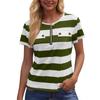 Women's Fashion Color Matching Short Sleeve Round Neck Zipper Top