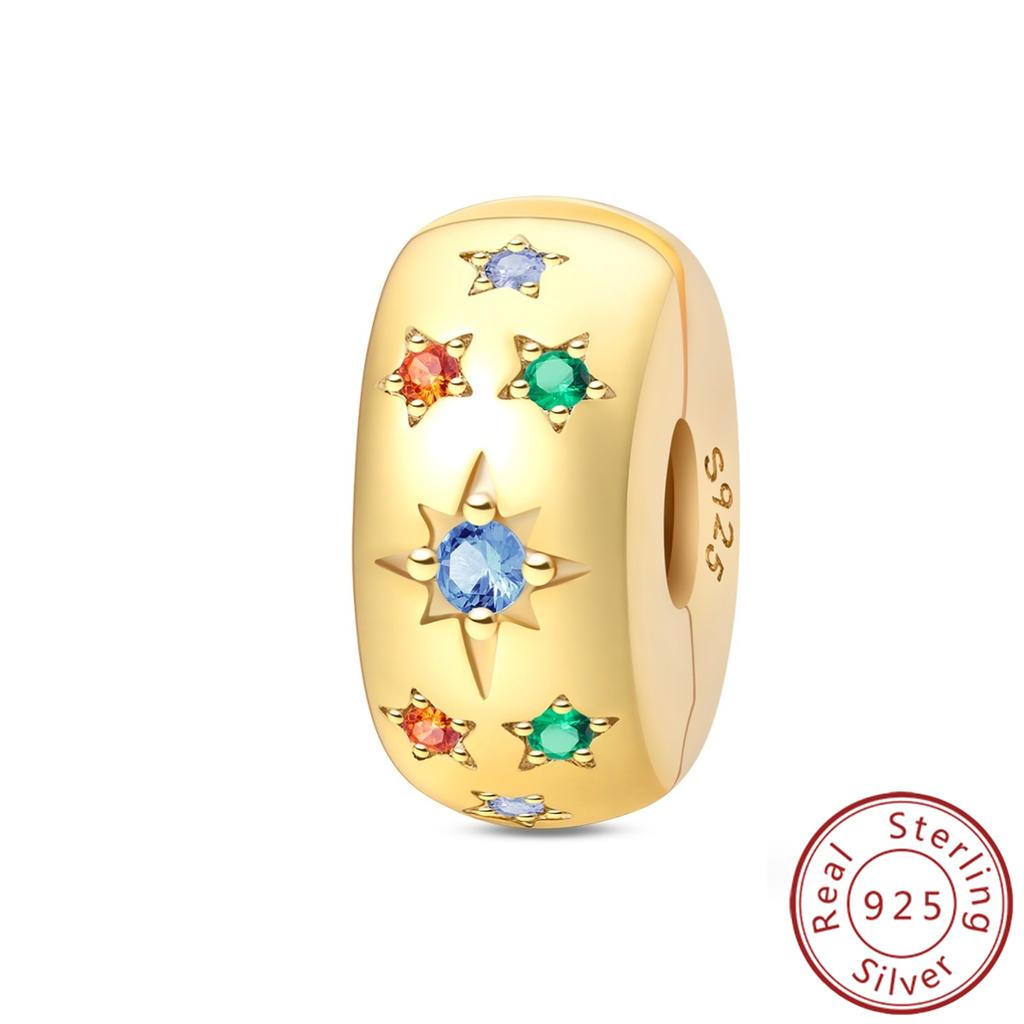 925 Silver Paw Prints Flowers Stars Moon Butterfly Safety Buckle Spacer Beads Fit Bracelets Necklace DIY Jewelry Gifts