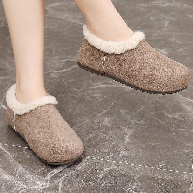 Fleece-Tasche Ferse Damenschuhe Neue Winterschuhe Ein Pedal Flauschige Schuhe Schuhe