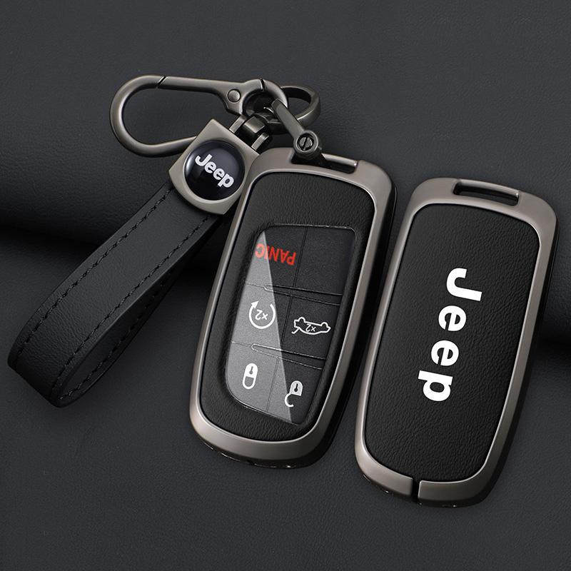 Zinc Alloy Leather Car Key Cover Case For Jeep Renegade Wrangler Patriot Grand Compass Cherokee Liberty WK2 KL Auto Accessories