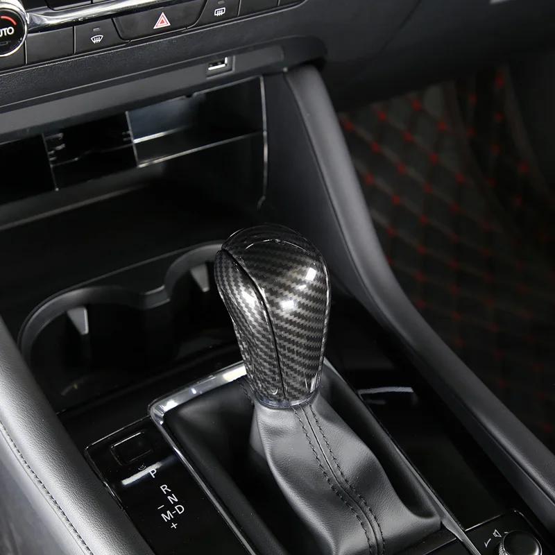Car Gear Head Shift Knob Handle Cover Trim Sticker For Mazda 3 BP Axela CX-30 CX30 CX-50 2020-2025 ABS Carbon Fiber Accessories