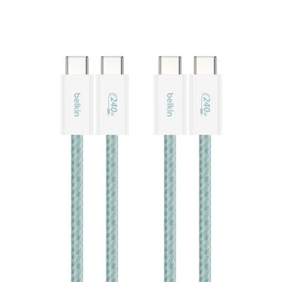 Belkin To 240W PD Compatible with iPhone and Other Android Set of CAB019qc05GR2PK USB-C USB-C Cable, Heavy-Duty Nylon, Ultra-Fast Charging, 15/16,