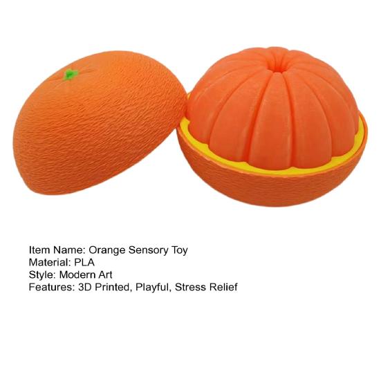 3D Printed Citrus Fruit Sensory Toy Twist Fidget Orange Ornaments Spiral Stress Relief Decompression Toy for Adults Students