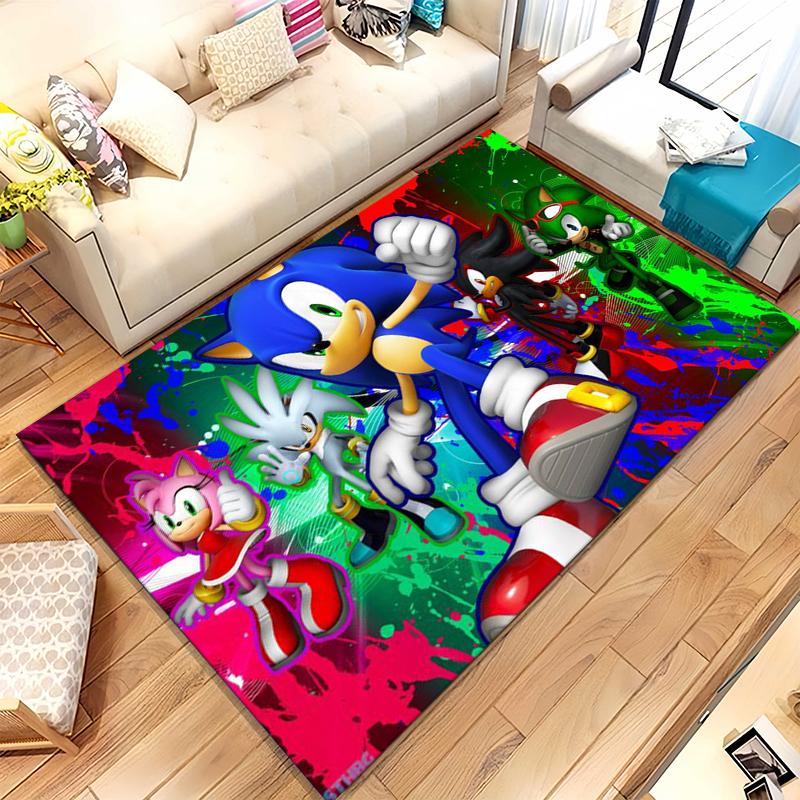 Retro S-Sonic Cartoon Games Living Room Non-Slip Area Rug Soft Carpet for Bedroom Kids Playroom Sofa,Home Decor Doormat Gift