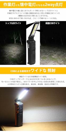 Radweather LED Work Light, 2-Way Lighting, Foldable, Rechargeable Battery, Lightweight, Camping, Outdoor Work Light, Flashlight (Khaki)