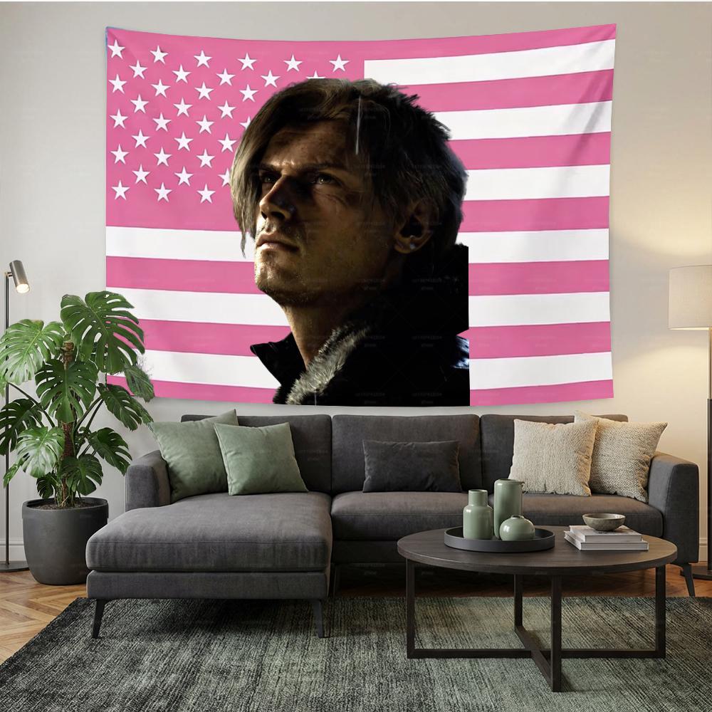 

Leon Kennedy Resident Evil Tapestry Wall Cloth Background for Restaurant Bar Party Horror Game Wall Decor 74x94cm(29x37in)