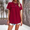 Diyun European and American Women's Clothing Spring and Summer Temperament Solid Color Short-sleeved Lace Top