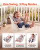 Baby Swing 30 kg Weight Capacity 3 Modes Canvas Hammock Swing White, for Indoor and Outdoor, 5-Point Harness and Tree Straps, Wooden Hanging Seat with