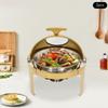 2/3 Items Stainless Steel Chafing Dish Buffet Set, Gold Round Chafer Countertop 47*47*45cm for Catering