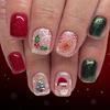 Holiday Press On Fingernail 24pcs Christmas Snowflake Santa Art ABS Material Quick Application False Fingernail