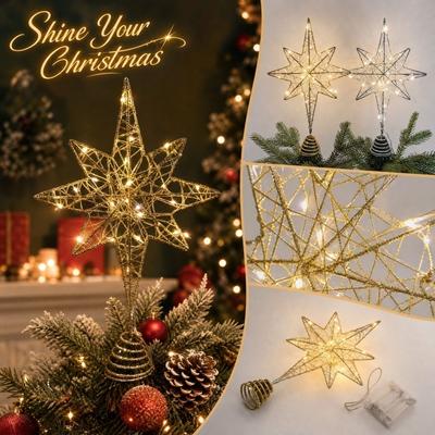 Christmas Tree Topper Star Light with Glitter, 5-, Wire - 2234 Cm