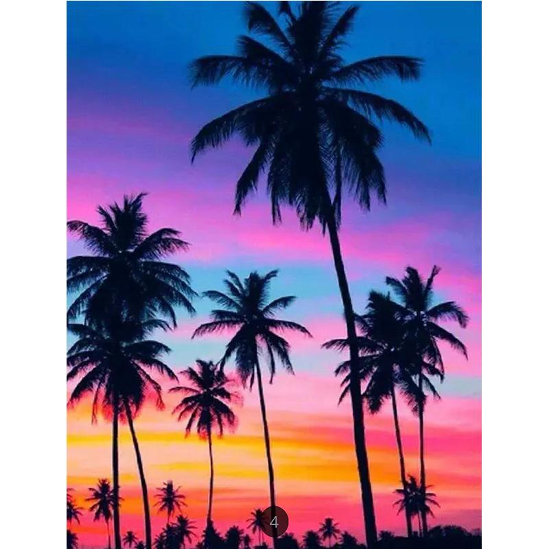 Sunset DIY 5D Diamond Painting Full Round Drill Diamond Embroidery Landscape Picture of Rhinestones Mosaic Cross Stitch Wall Art