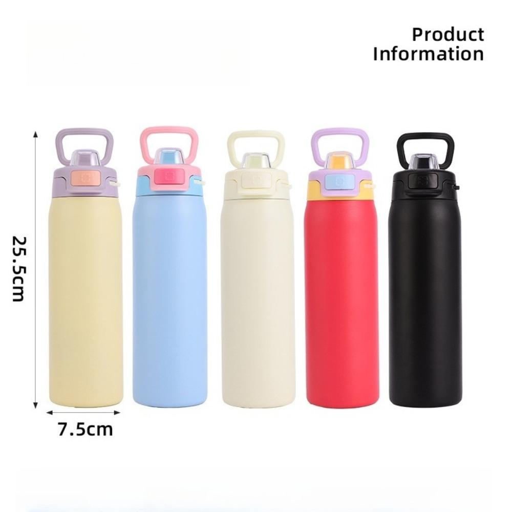 22oz 304 Stainless Steel Vacuum Thermos Bottle Dual Drinking Portable Handle Water Bottle Travel Car Sports Tumbler