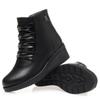 Mom Winter Shoes Wedge Heel Genuine Leather Women Snow Boots Round Toe Casual Chunky Warm Ladies Short Boots
