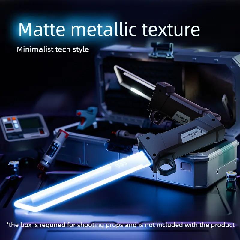 Non-Toxic Kids Telescopic Sword With Red And Blue Light 2-In-1 Rotating Decompression Toy Glowing Sword Toys Cosplay Props Interactive Toy