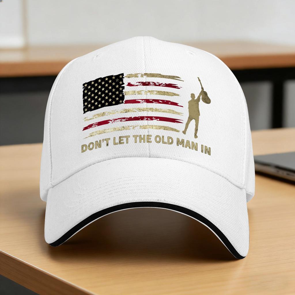 Dont Let The Old Unisex In American Flag Guitar Casual Baseball Cap Tennis Skate Trucker Hat Summer Hot Sale Unisex Snapback Cap