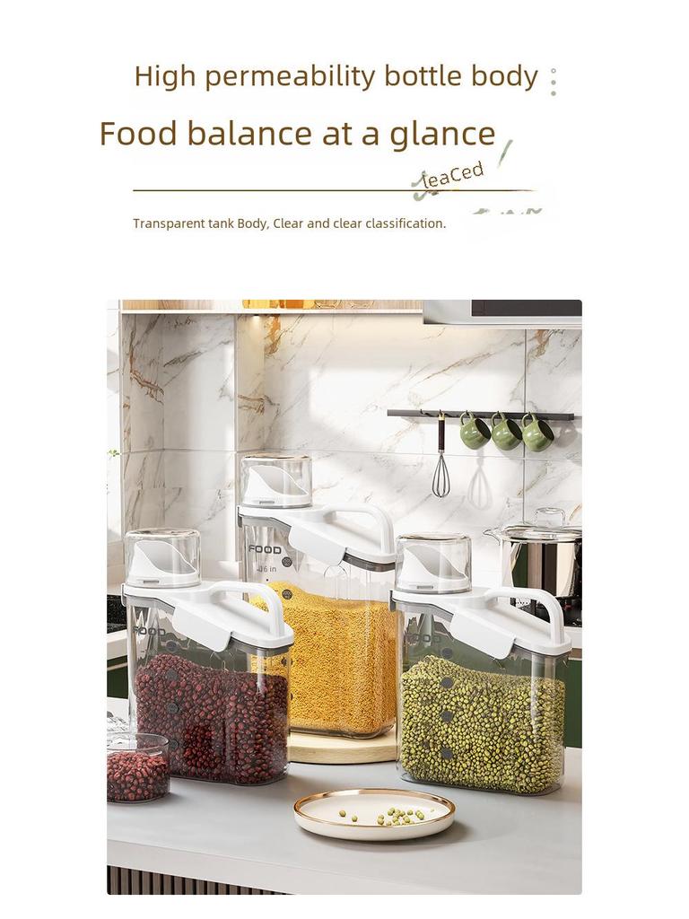 Large Transparent Moisture-Proof Grain Jar with Lid for Fresh-Keeping In Kitchen