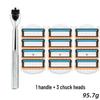 Universal Metal Handle Razor with Replaceable Three-Layer Head and 6-Layer Curved Blades