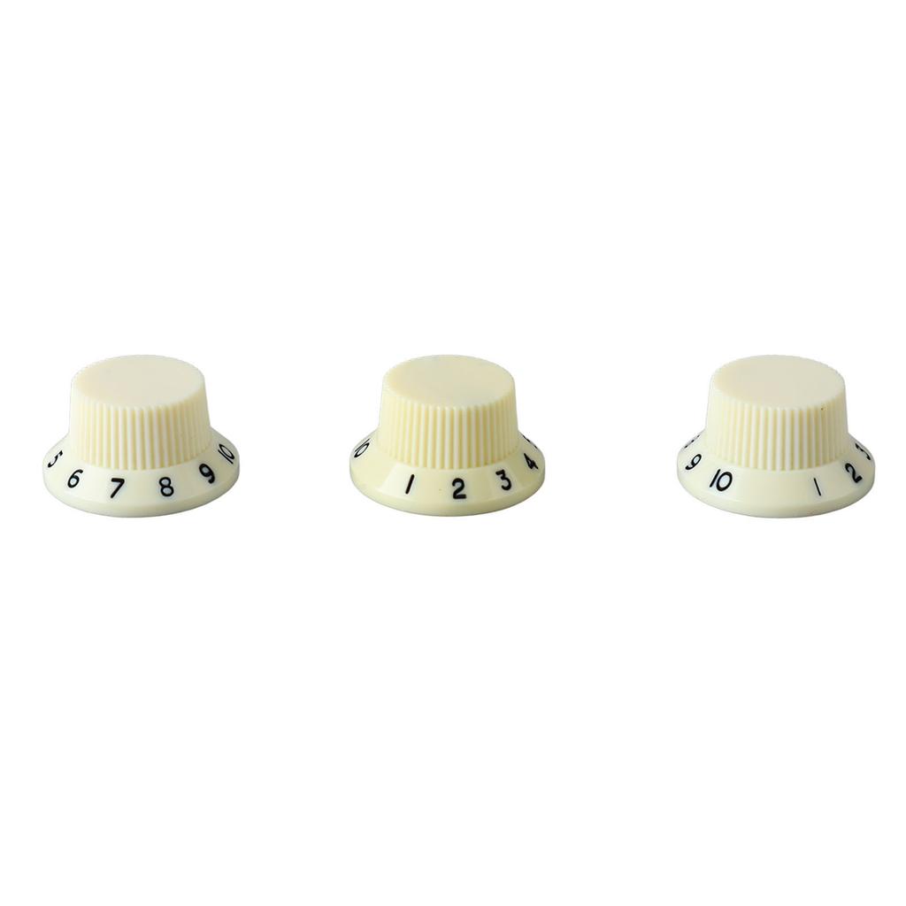 3PCS Potentiometer Rotary Knobs Tone Volume Control Knob Replacement for Electric Guitar Bass Ivory Knob Black Lettering