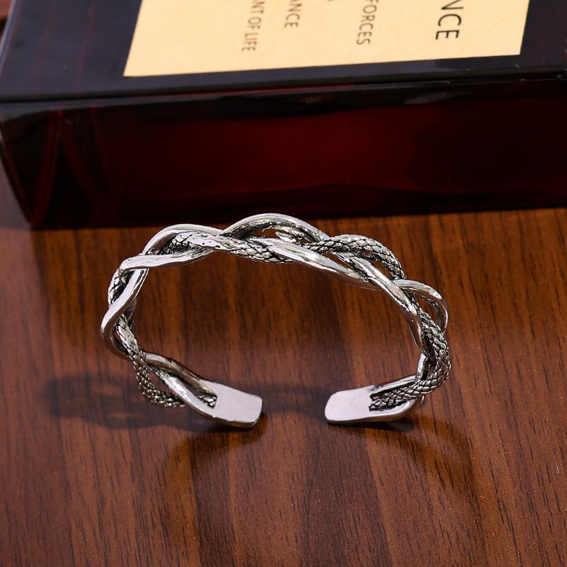 

Ретро браслет тройного плетения простой легкий роскошный старый универсальный открывающийся браслет парный браслет