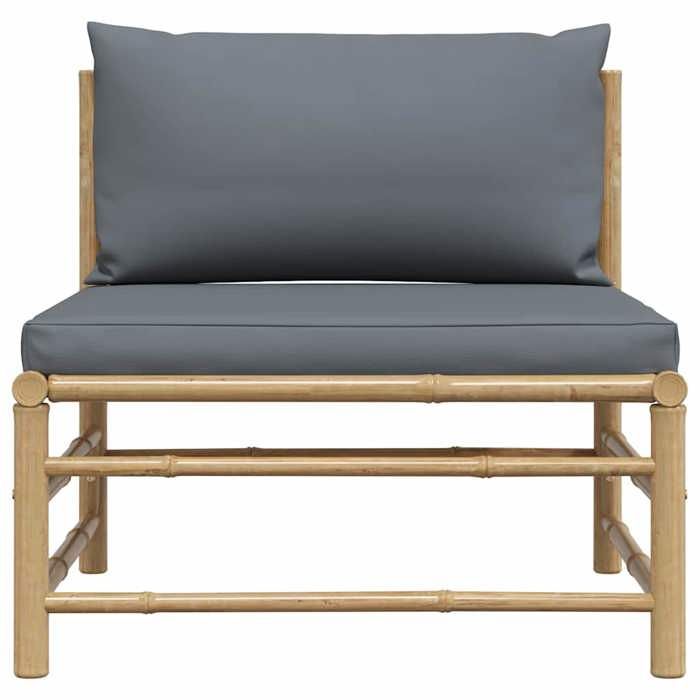 Maison Exclusive - Canapé de milieu de jardin avec coussins gris foncé Bambou