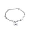 New Customize Name&Date Women Girls Link Chain Bracelet Stainless Steel Round Charm Personalized Jewelry Length 18cm