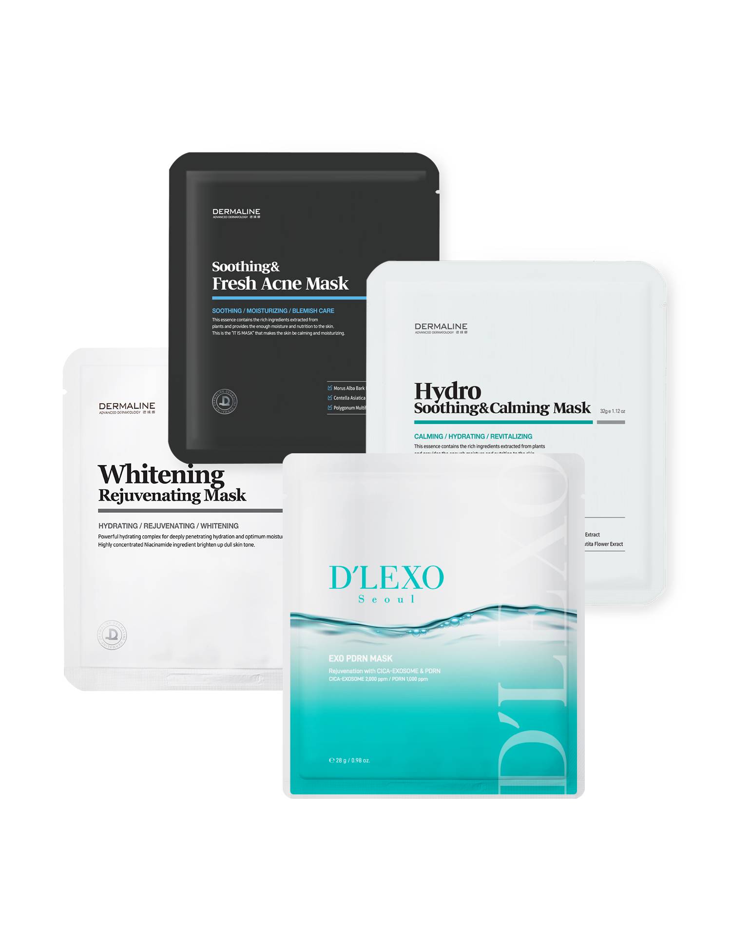 Dermaline Moisture Mask Pack 4-Piece Set