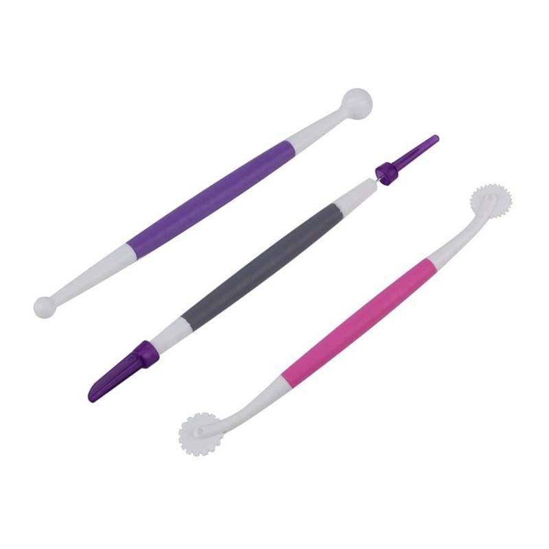 3-Piece Carving & Venting Needle Fondant Cake Decorating Set for DIY Baking