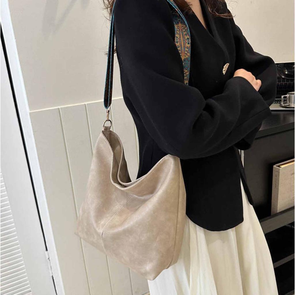 Fashionable Handheld Single Shoulder Crossbody Large Capacity Solid Color Storage Bag