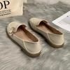 Round Toe Loafers Beige Moccasins Flat Woman Footwear Luxury Leather Casual Flats Low Heel Elegant Office Shoes For Women Chic A