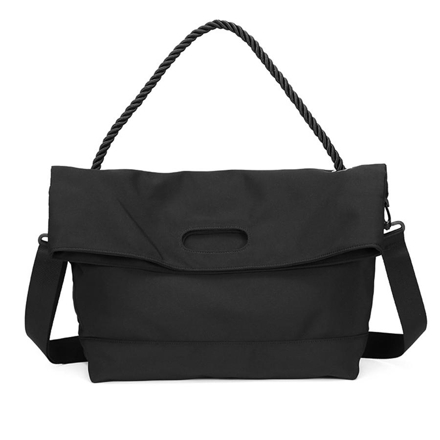 

New nyl fold crossbody bag for men/woman large commuting to school sports fitness bag Japanese-style messenger bag canvas tote 36x13x30cm чёрный