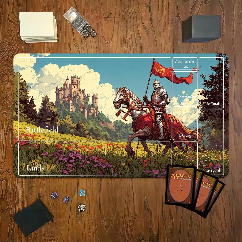 Mittelalterlicher Ritterburg Spielmatte Mauspade Spielmatte 24"X14" MTG TCG Schreibtischmatte für Arbeit Spiel PC Laptop Teppich Teppich Mauspade
