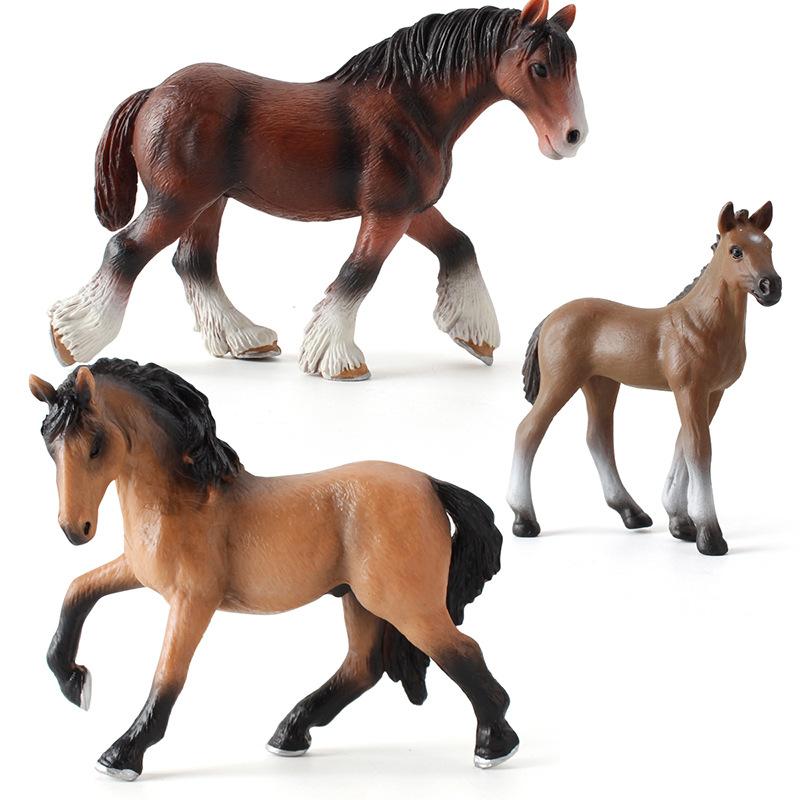 Kids Simulation Clydesdale Horse Foal Stallion Ranch Horse Static Solid Animal Model Ornament Toy