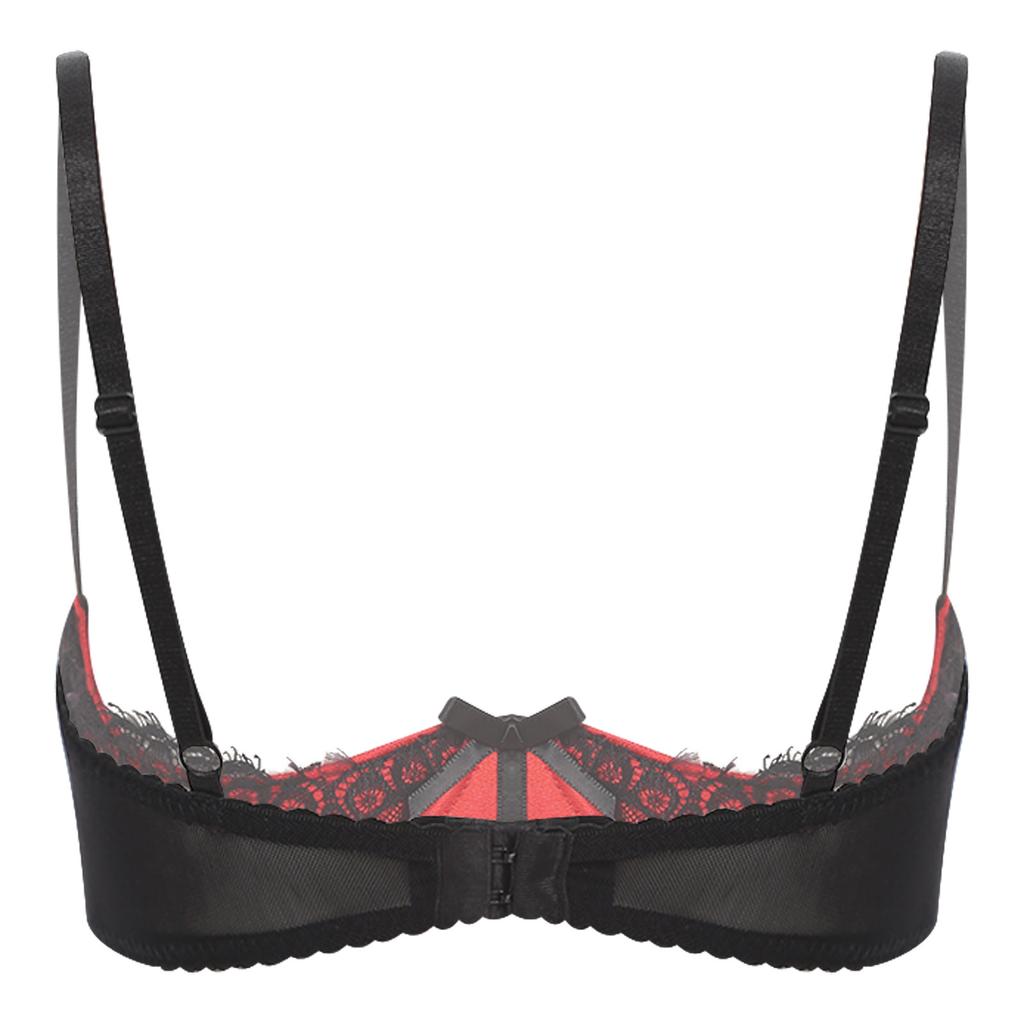 Dámská krajková podprsenka s řasenkami a květinovým vzorem 1/4 košíčky Push-up s kosticemi Bralette Balconette