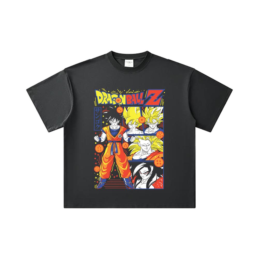 260 GSM Double Yarn 32 Count 100% Cotton Dragon Ball V56 Goku Print Unisex Heavy Cotton T Shirt